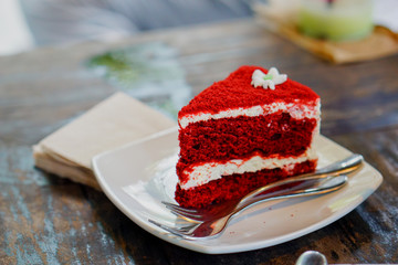 Red velvet cake on the plate