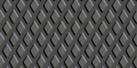 Metal floor plate background. Seamless pattern. 3D Rendering illustration.