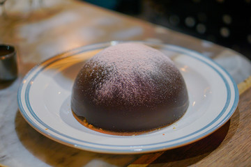 chocolate mousse cake on a plate