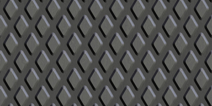 Metal floor plate background. Seamless pattern. 3D Rendering illustration.