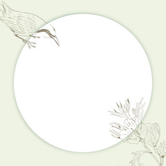 Fototapeta na wymiar Round bird and floral frame social ads template vector