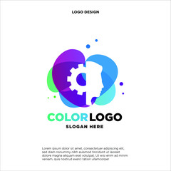 Abstract head gare logo designs concept vector, Colorful technology logo designs