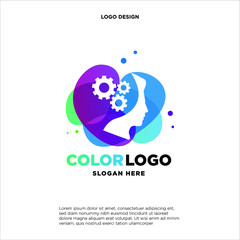 Abstract head gare logo designs concept vector, Colorful technology logo designs