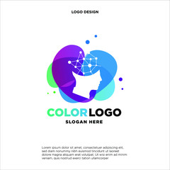 Abstract head tech logo designs concept vector, Colorful technology logo designs