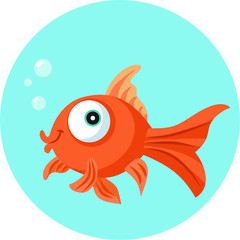 Funny Goldfish Vector Cartoon Illustration