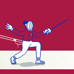 Fencer practicing fencing character vector