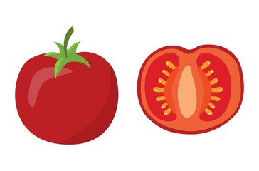 fresh tomato and its half