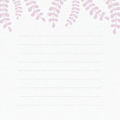 Pink leafy patterned note background vector