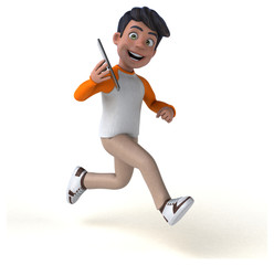 Fun 3D cartoon Asian teenager .