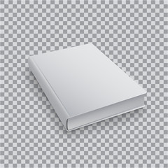 3d Blank book template with white cover on transparent background, perspective top view. Realistic Mock Up of books, Isolated vector