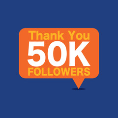 50k Followers Template for Celebrating in Online Social Media Networks Vector Illustration.