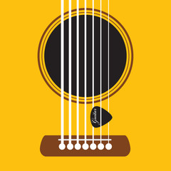 Acoustic Guitar and Pick Sound Hole Poster Vector Illustration.