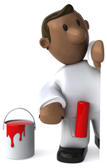 Naklejka premium Fun painter - 3D Illustration