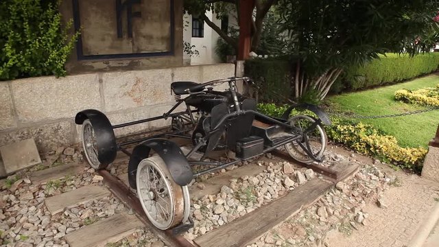 Old carriage of Linha do Douro Train at Pinhao Station in Portugal