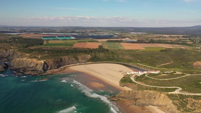 filght over the beach of Odeceixe during covid19, Alentejo, Portugal