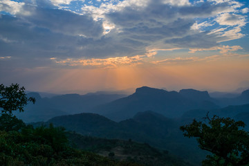 Fototapeta na wymiar Twilight in the valley of Dhoopgarh Pachmarhi Madhya Pradesh