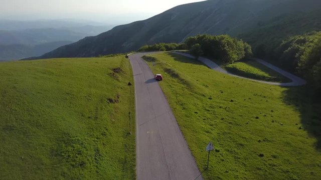 Green fields of mountain Nerone in center of Italy