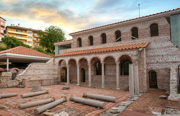 Ruins of Episcopal Basilica complex in town of Sandanski, Bulgaria
