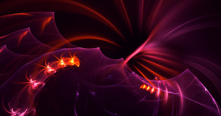 3D rendering abstract red fractal light background