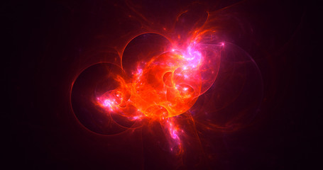 3D rendering abstract red fractal light background