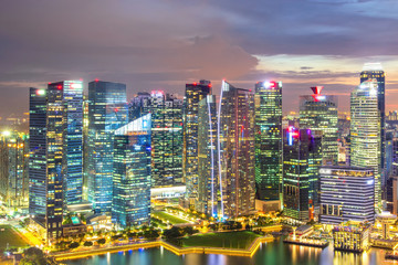 Fototapeta na wymiar Singapore skyline at sunset time in Singapore city