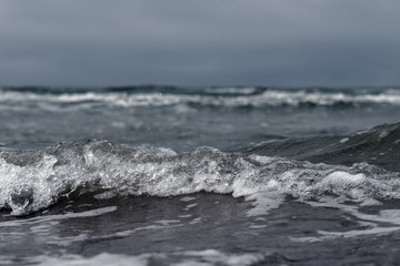 Gray Baltic sea in calm day.