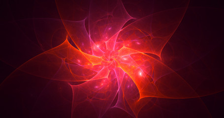 3D rendering abstract red fractal light background