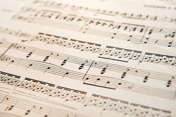 Close up on a printed music score