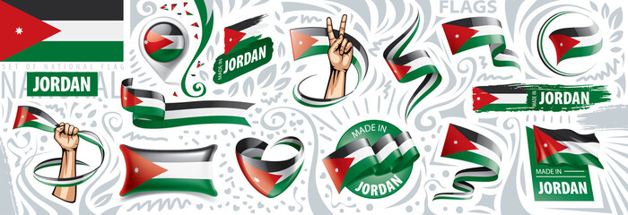 Vector set of the national flag of Jordan in various creative designs