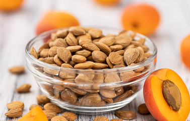 Portion of Apricot Kernels (close up shot)