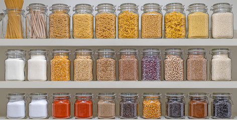 Groceries on Shelf. Supermarket Store Shelf With  Grocery