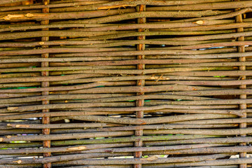 Texture of traditional ukrainian wicker fence for the background