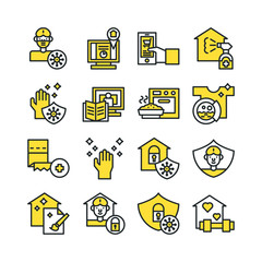 stay at home icon collection, colour icon collection