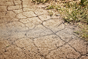 Dry soil outdoors, closeup view