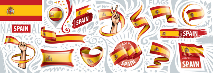 Vector set of the national flag of Spain in various creative designs