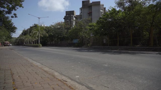Deserted Mumbai Versova Yari road during Corona virus lockdown curfew in India