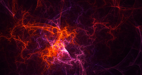 3D rendering abstract red fractal light background