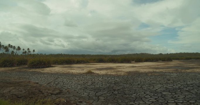 Timelapse of the great icacos lagoon after a severe drought with dead fish and an epic cloudscape
