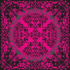 floweral black and pink square decoration