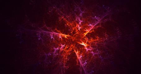 3D rendering abstract red fractal light background