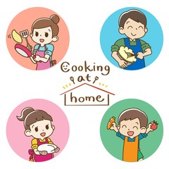 家族で料理　Cooking at home（アイコンver） 