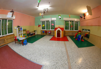 large playroom in kindergarten but without children