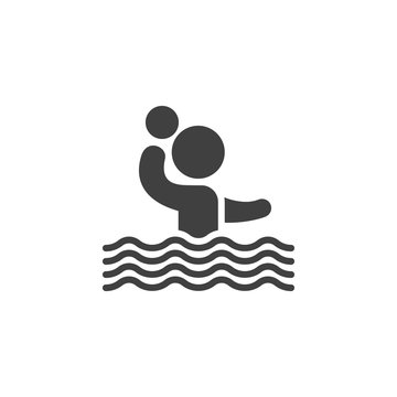 Water polo player vector icon. filled flat sign for mobile concept and web design. Man with ball in water glyph icon. Symbol, logo illustration. Vector graphics