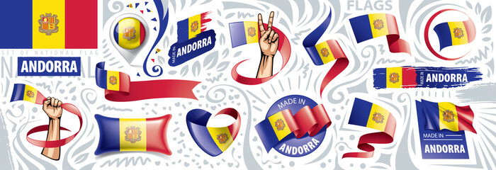 Vector set of the national flag of Andorra in various creative designs