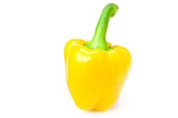 one yellow sweet bell pepper isolated on white background