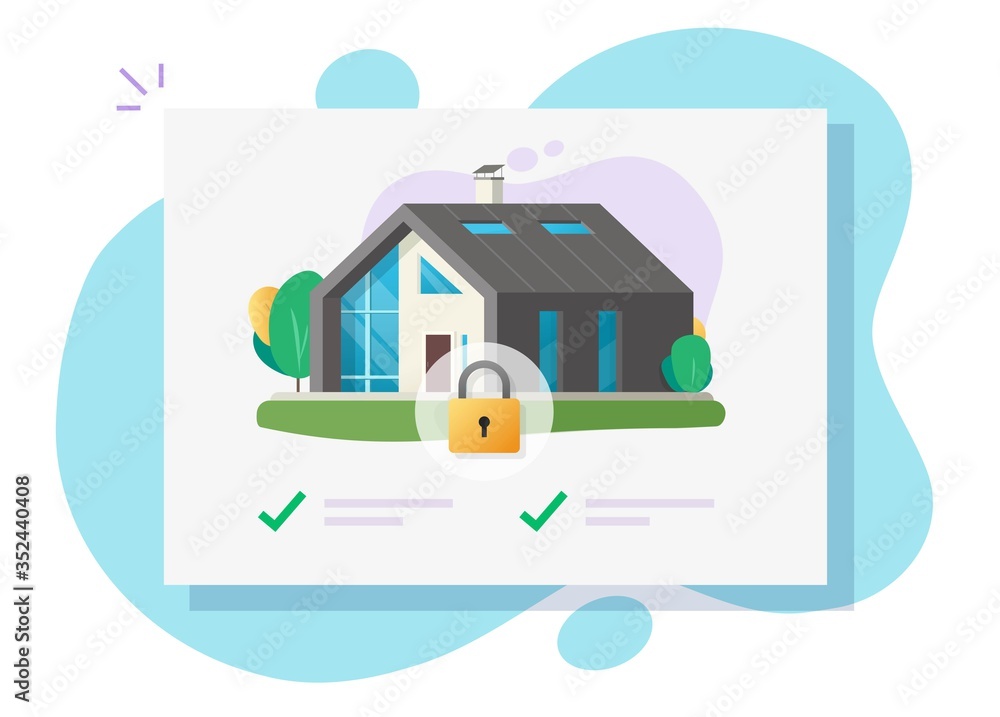 Poster house and home security lock monitoring check software online system or digital apartment connected 