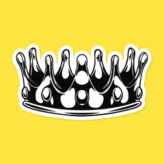 Black and white crown sticker design element