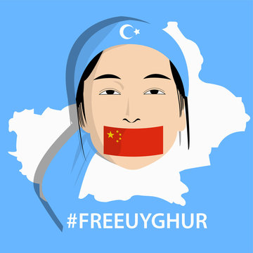 Free Uyghur the symbol of humanity and solidarity. -Vector