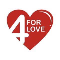 Four love icon and anniversary for celebration