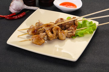 Chicken skin skewer